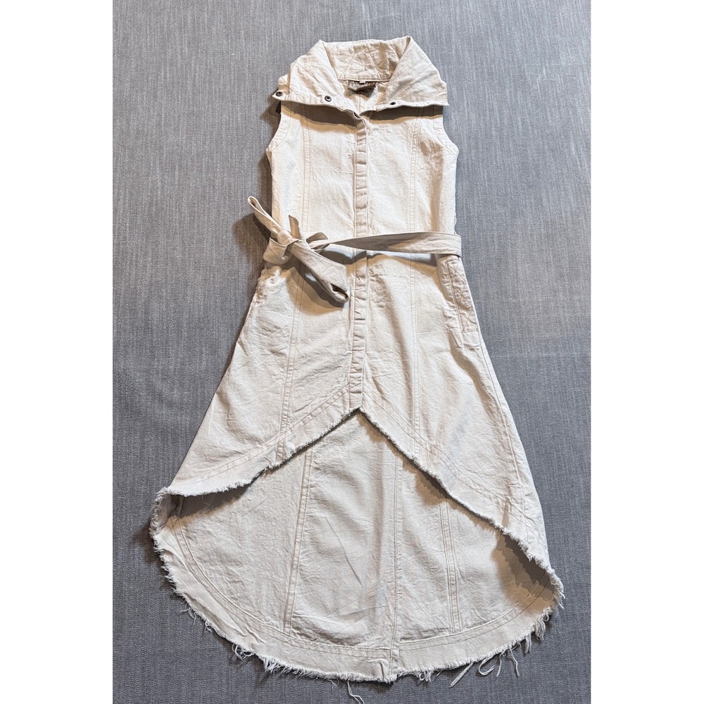 Chintamani‎ Alchemistry Cream Cotton Canvas High Low Sleeveless Dress Small